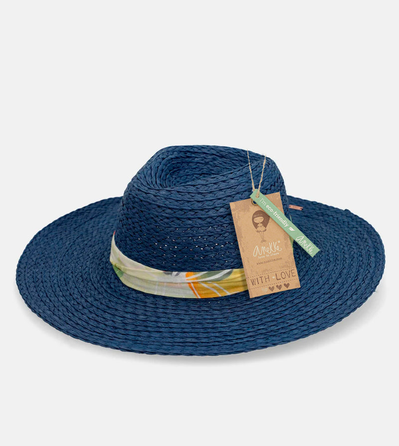 Navy blue raffia hat