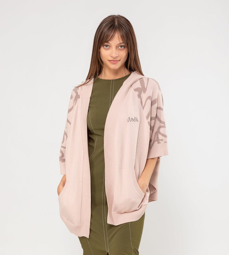 Beige poncho-style jacket