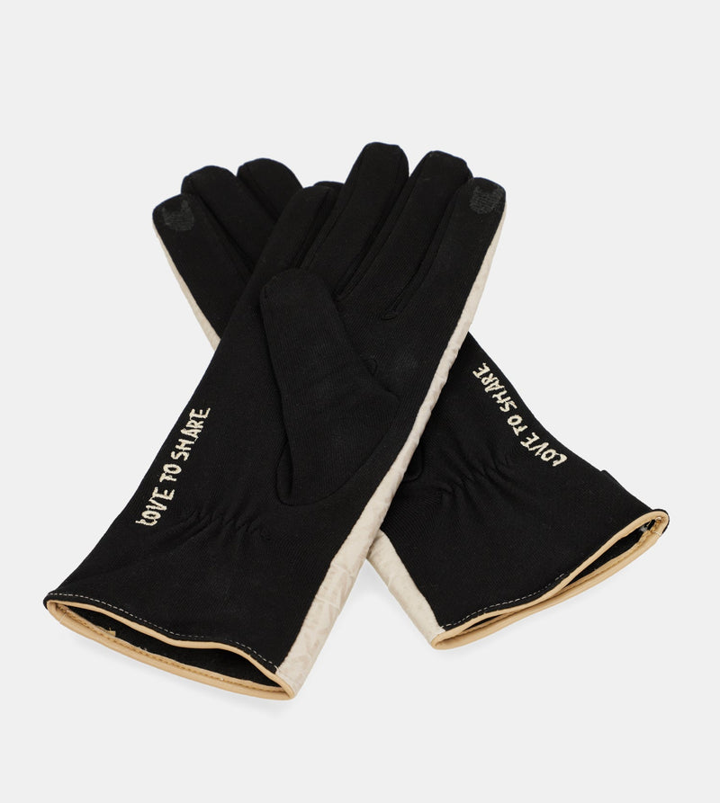 Black and beige Contemporary gloves