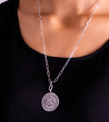 Sun pendant with an adjustable silver chain