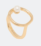 Gold ring with Algiz pearl