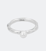 Silver plated ring with Fehu pearl