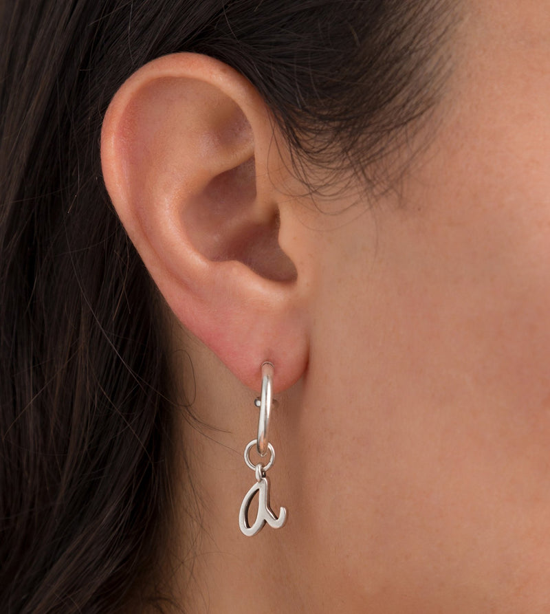 Silver plated logo hoop earrings