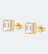 Gold plated square brilliant earrings