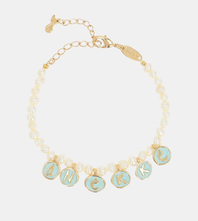 Pearl bracelet with gold plated stones Calm