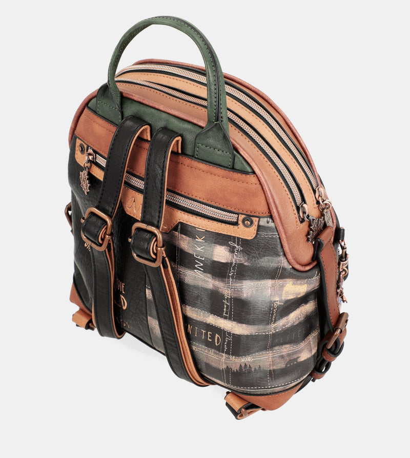 Wild black double compartment backpack