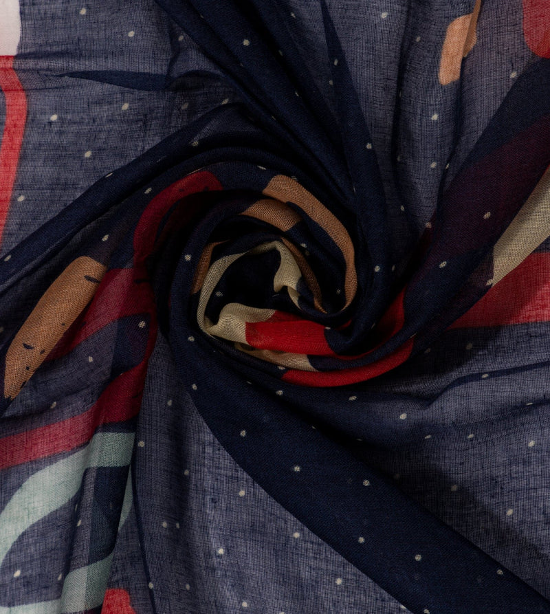 Kene navy blue printed scarf