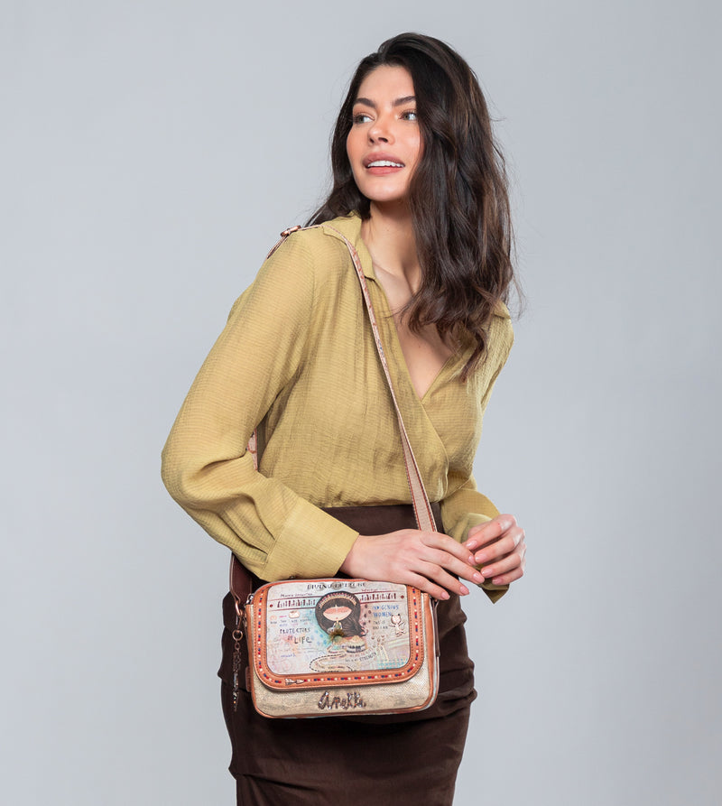 Menire crossbody bag with flap 3 compartments