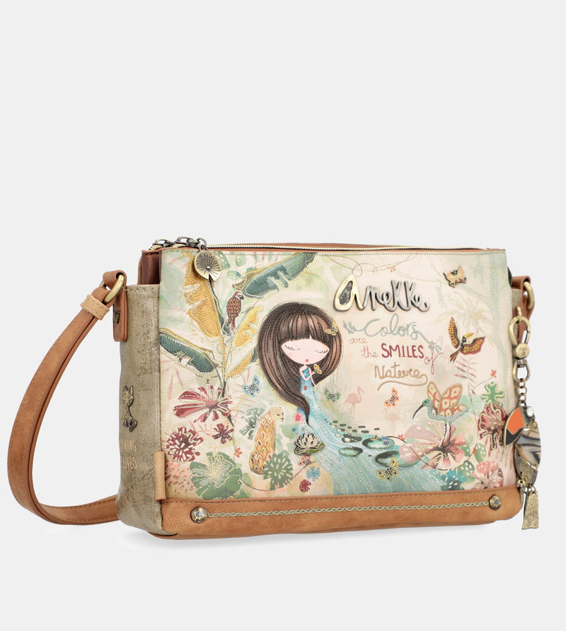 Amazonia patterned crossbody bag with 3 compartments