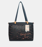 Nature Pachamama navy blue large tote bag