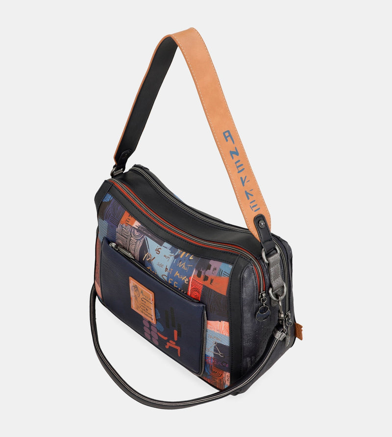 Contemporary shoulder bag with shoulder strap
