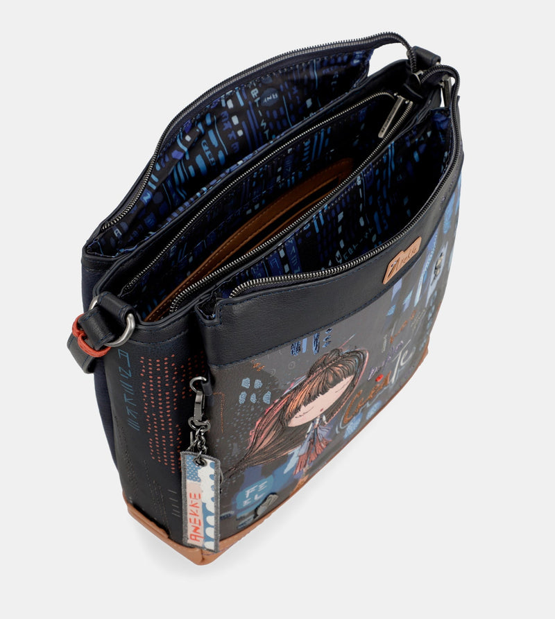Contemporary Rectangular 3 compartment shoulder bag Contemporary