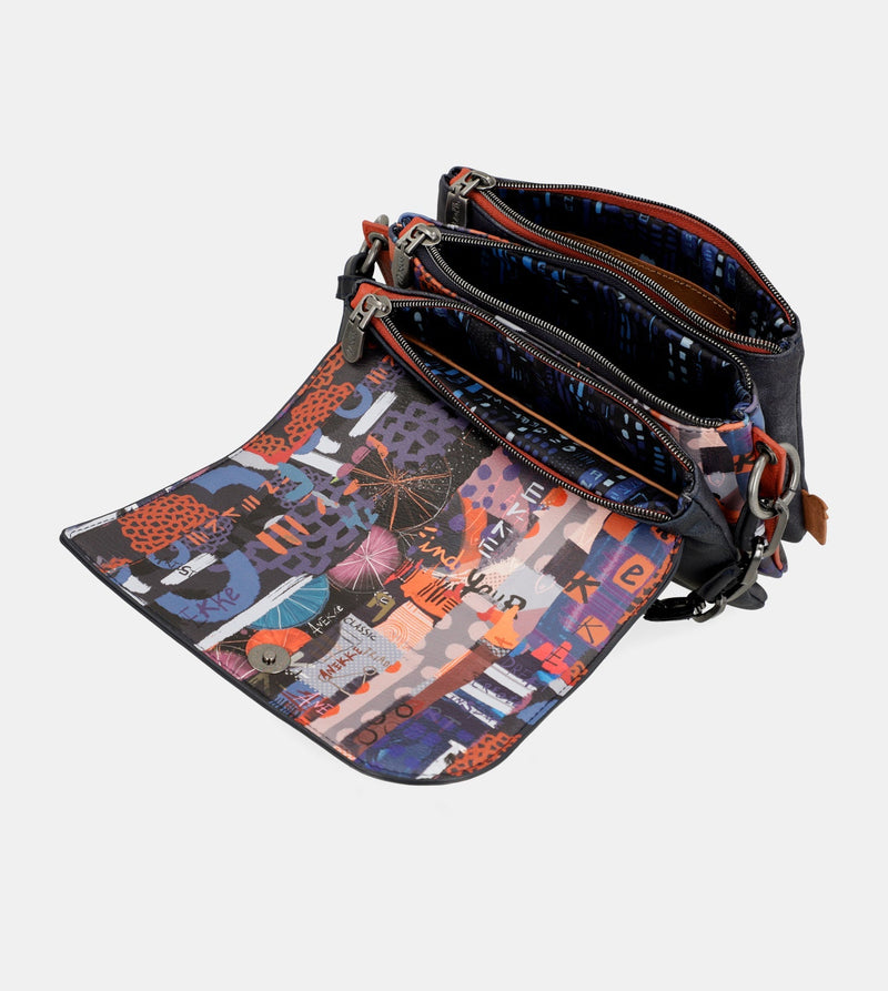 Contemporary flap shoulder bag