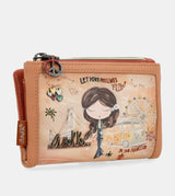 Peace & Love camel small RFID wallet