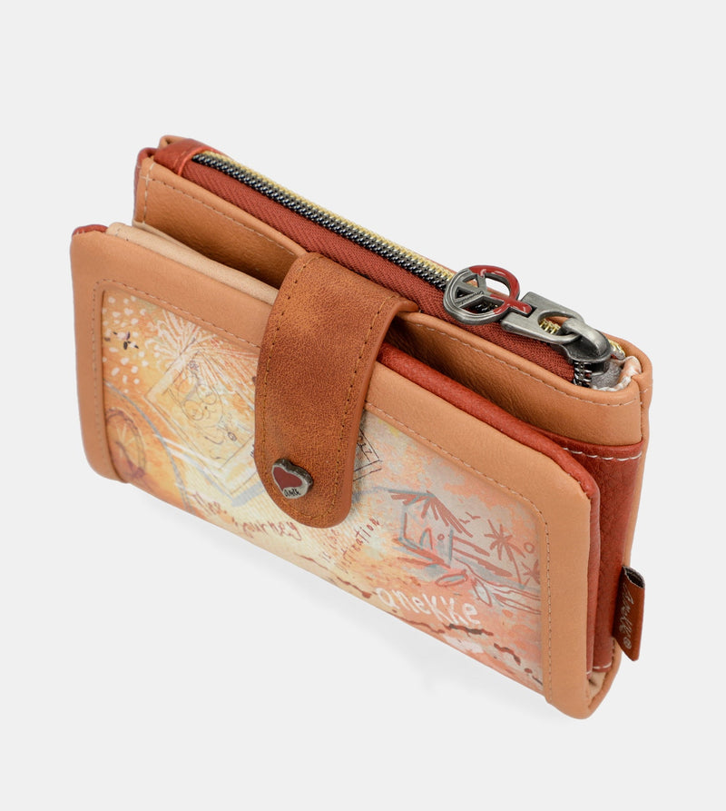 Peace & Love camel small RFID wallet