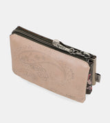 Peace & Love pink 3-compartment coin purse