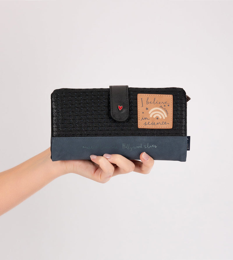 Studio navy blue flexible large RFID wallet