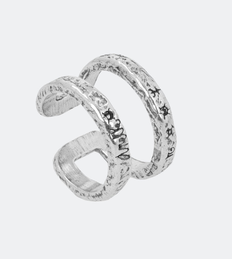 Silver double band Constellation ring