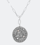 Sun pendant with an adjustable silver chain