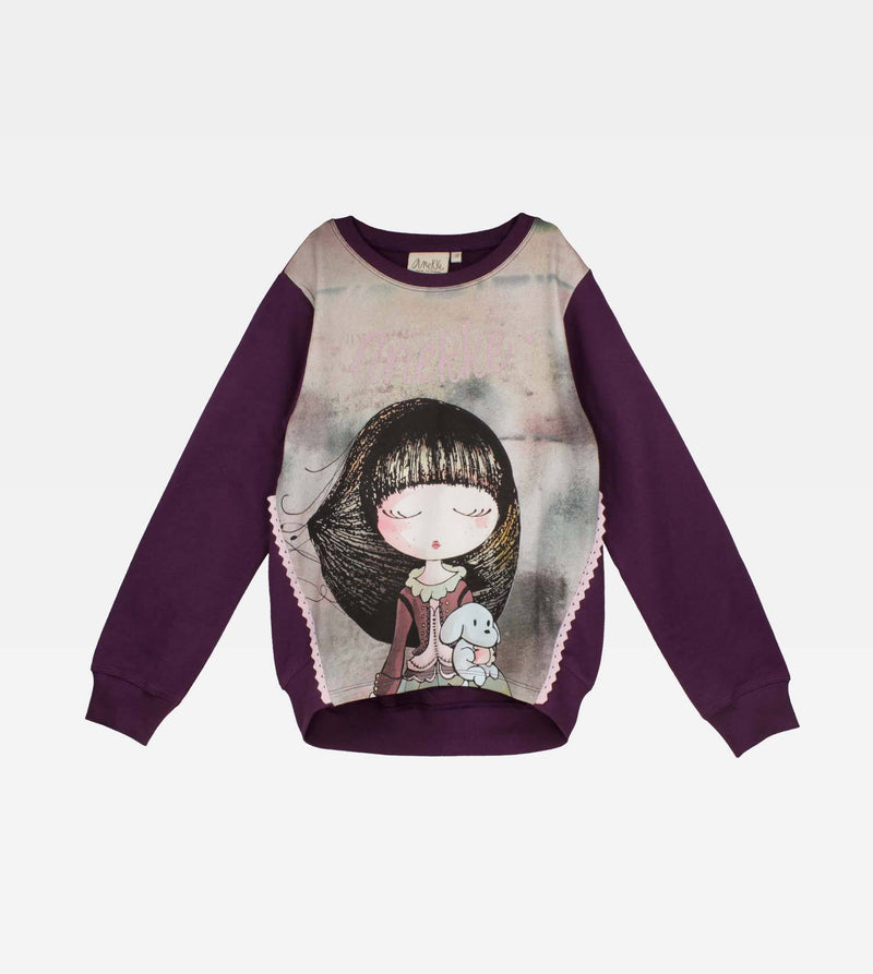 Girl sweatshirt with purple print